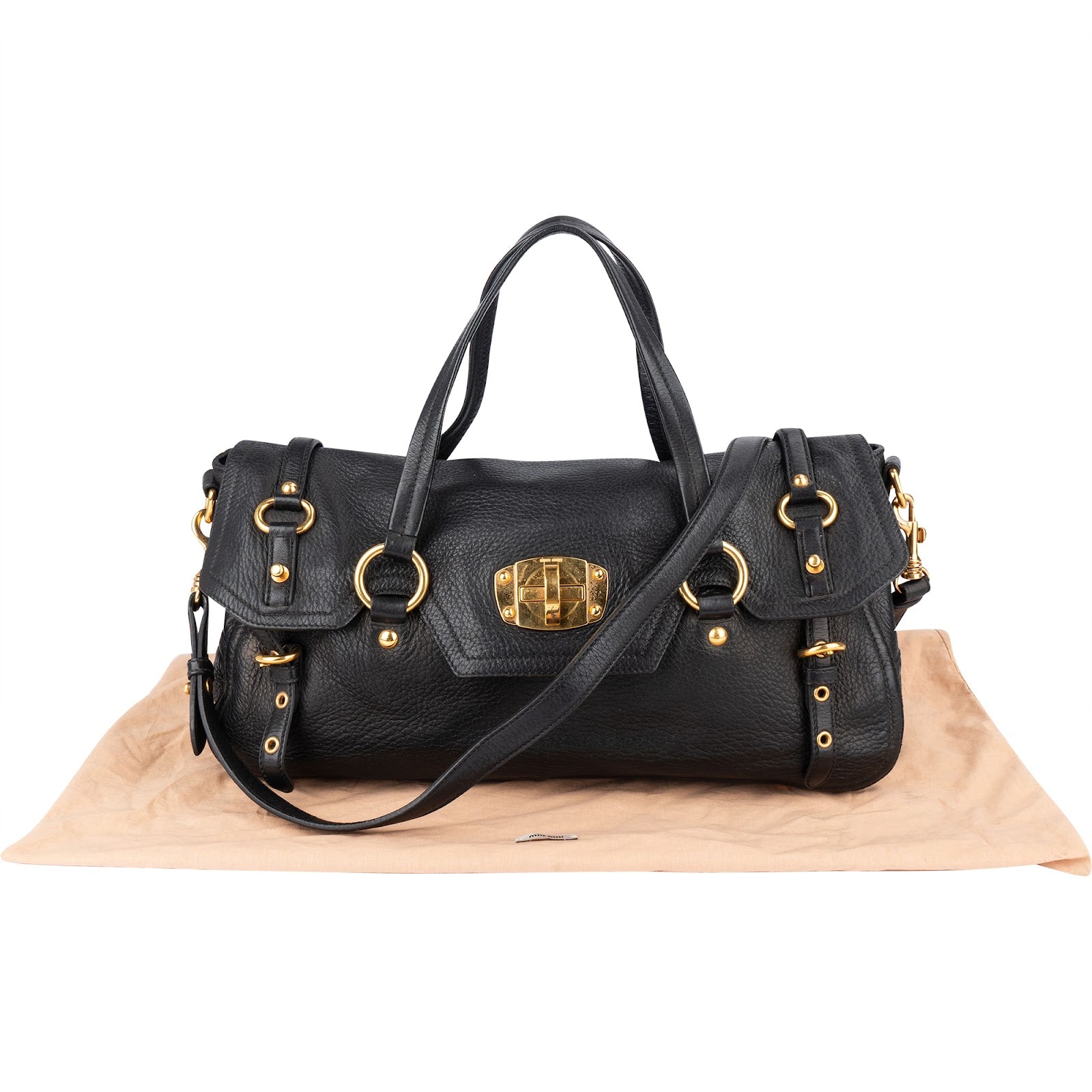 [🔄️B23 / F50] Miu Miu Vitello Lux Cofer Shoulder Bag - vintageandkickz