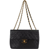 Chanel Quilted Lambskin 24K Gold Jumbo Single Flap Crossbody Bag