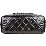 Chanel Patent Leather Fringed CC Large Shopping Tote Shoulder Bag