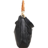 Gucci Black Leather Bamboo Handle Handbag