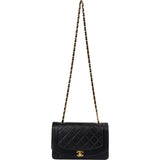 Chanel Quilted Lambskin 24K Gold Diana Single Flap Crossbody Bag