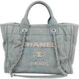 Chanel Denim Deauville Small Tote Shoulder Handbag