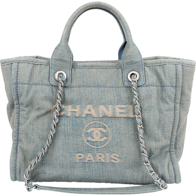 Chanel Denim Deauville Small Tote Shoulder Handbag