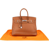 Hermès Brun Taurillon Clemence Leather Alezan Palladium Birkin 35 Handbag