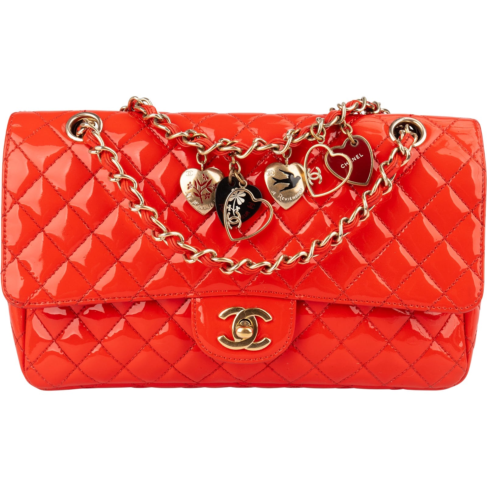 [🔄️B06 / F14] Chanel Patent Leather Medium Double Flap Crossbody Bag - vintageandkickz