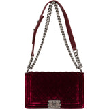 Chanel Quilted Velvet Medium Boy Crossbody Bag