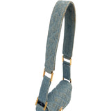 Chanel Iconic Quilted Denim 24K Gold Single Flap Runaway Shoulder Bag