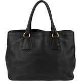 Prada Black Vitello Daino Leather Tote Handbag