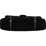 Chanel Suede Shearling Palladium Jumbo Single Flap Shoulder Bag