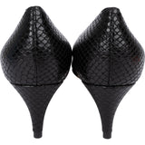 Prada Black Leather Snakeskin Embossed Bow Kitten Heels Pumps (38)