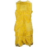 Christian Dior Yellow Embroidered Flowers Silk Layered Top Dress (DE34 /FR36)