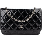 Chanel Quilted Patent Leather Wallet On Chain Crossbody Bag - vintageandkickz