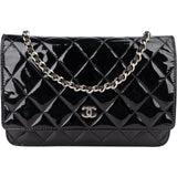 Chanel Quilted Patent Leather Wallet On Chain Crossbody Bag - vintageandkickz