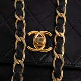 Chanel Quilted Lambskin 24K Gold Half Moon Flap Shoulder Bag