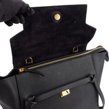 Céline Black Grained Leather Belt Handbag