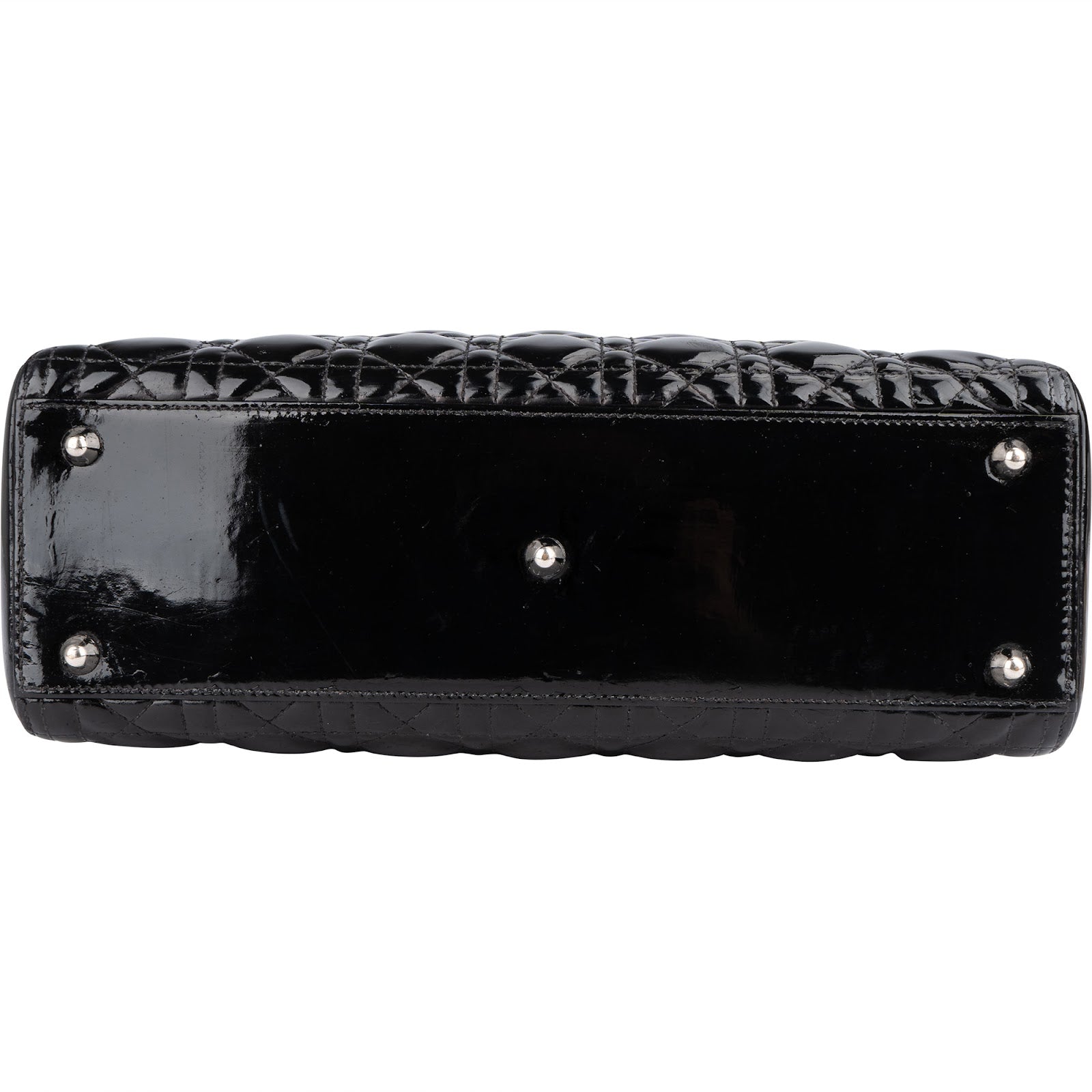 Christian Dior Quilted Patent Leather Lady Dior Handbag - vintageandkickz