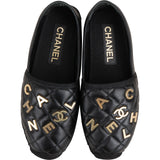 Chanel Quilted Lambskin Letter Emblem Espadrilles (36)