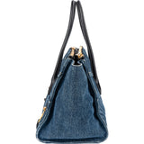 Miu Miu Quilted Denim Biker Tote Handbag