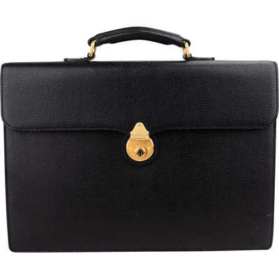 Burberrys Textured Leather Briefcase Handbag