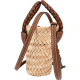 Miu Miu Brown Leather Raffia Bucket Mini Crossbody Handbag