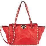 Valentino Garavani Leather Rockstud Small Shopper Handbag