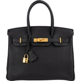 Hermès Noir Togo Leather Gold Birkin 30 Handbag (2015)