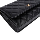 Chanel Quilted Caviar Leather Palladium Wallet On Chain Crossbody Bag