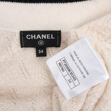 Chanel Ripped Cashmere Pointelle Off-Shoulder Knit Cropped T-Shirt (FR 34 / DE 32)