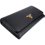 Prada Black Saffiano Leather Continental Wallet