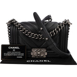 Chanel Chevron Quilted Lambskin Small Boy Single Flap Crossbody Bag