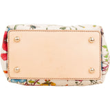 Gucci Floral Print Canvas Bamboo Handle Tote Shoulder Bag