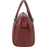Cartier Bordeaux Leather Boston Handbag