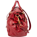 Miu Miu Red Vitello Lux Leather Bow Satchel Handbag