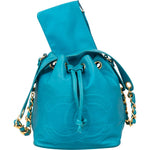 Chanel Lambskin Leather CC Drawstring Bucket Crossbody Bag - vintageandkickz