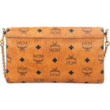MCM Monogram Patricia Visetos Studded Heart Wallet On Chain Crossbody Bag