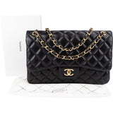 Chanel Quilted Lambskin Gold Jumbo Double Flap Crossbody Bag