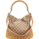 Gucci Monogram GG Canvas Bamboo Handle Shoulder Handbag