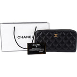 Chanel Quilted Caviar Leather CC Zippy Wallet