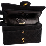 Chanel Quilted Suede 24K Gold Medium Double Flap Shoulder Bag
