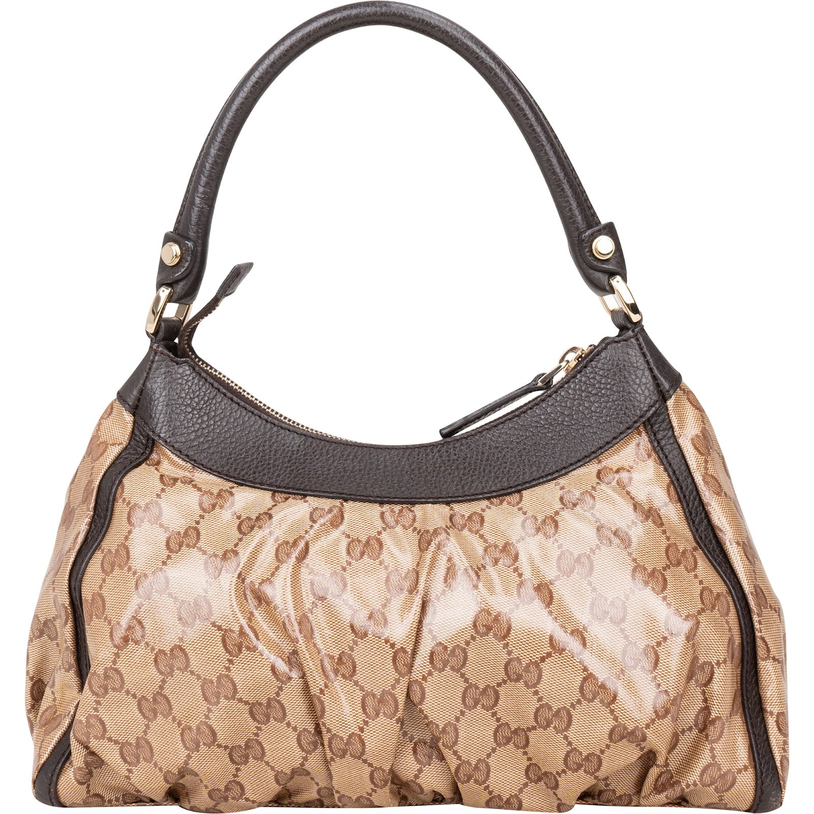 Gucci Monogram GG Patent Abbey Handbag - vintageandkickz