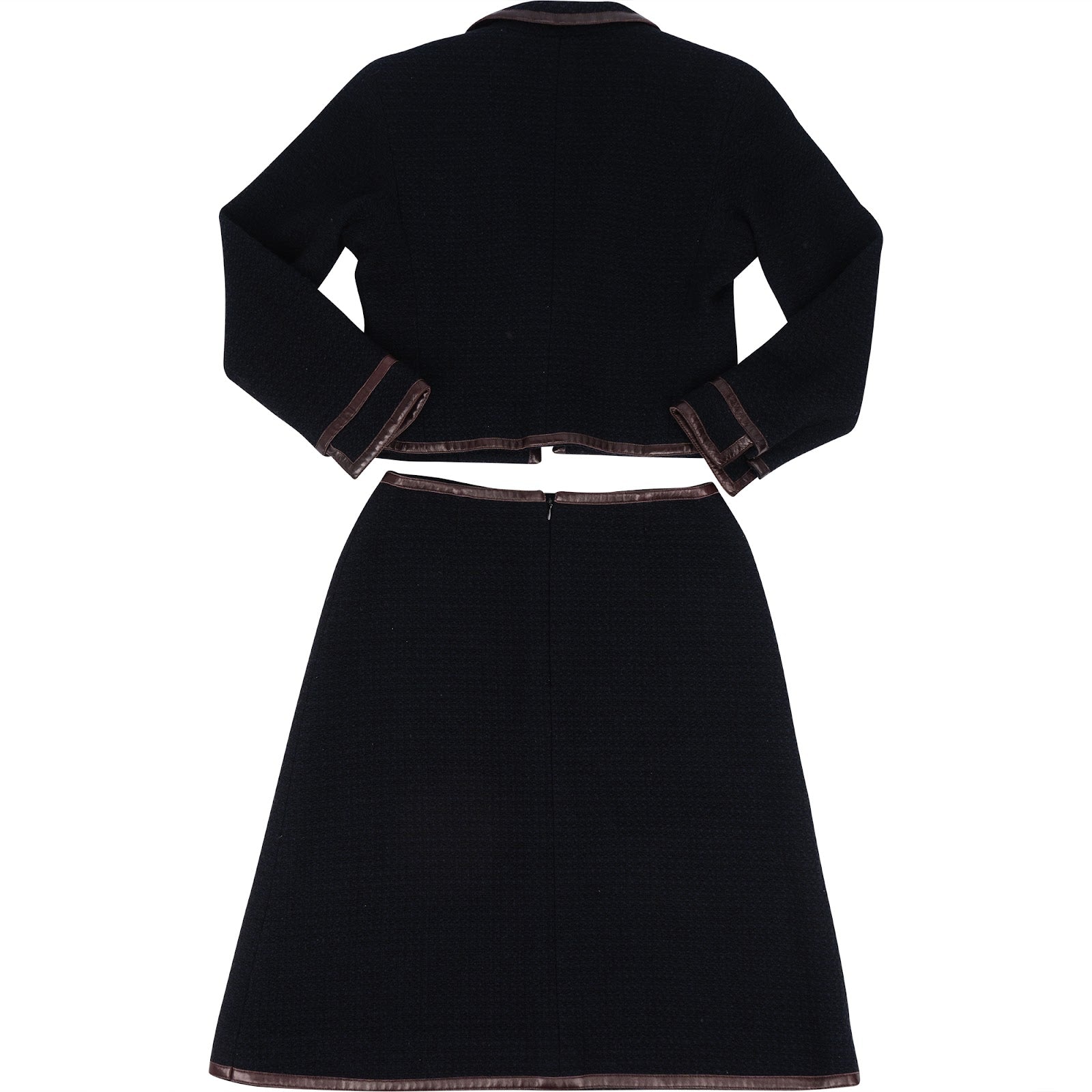 [🔄️B12 / F12] Chanel Multicolor Tweed Skirt with Leather Trim Suit - vintageandkickz