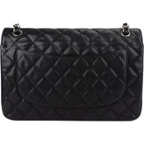 Chanel Quilted Caviar Leather Palladium Jumbo Double Flap Crossbody Bag