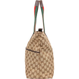 Gucci Monogram GG Canvas Web Stripe Tote Shoulder Bag