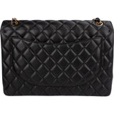 Chanel Quilted Lambskin Maxi Double Flap Crossbody Bag