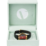 Gucci Gold Tone Black Leather Sherry Line Web 3000L Woman Watch