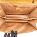 Chanel Crinkled Stitched Patent Leather Chain Around Single Flap Shoulder Bag