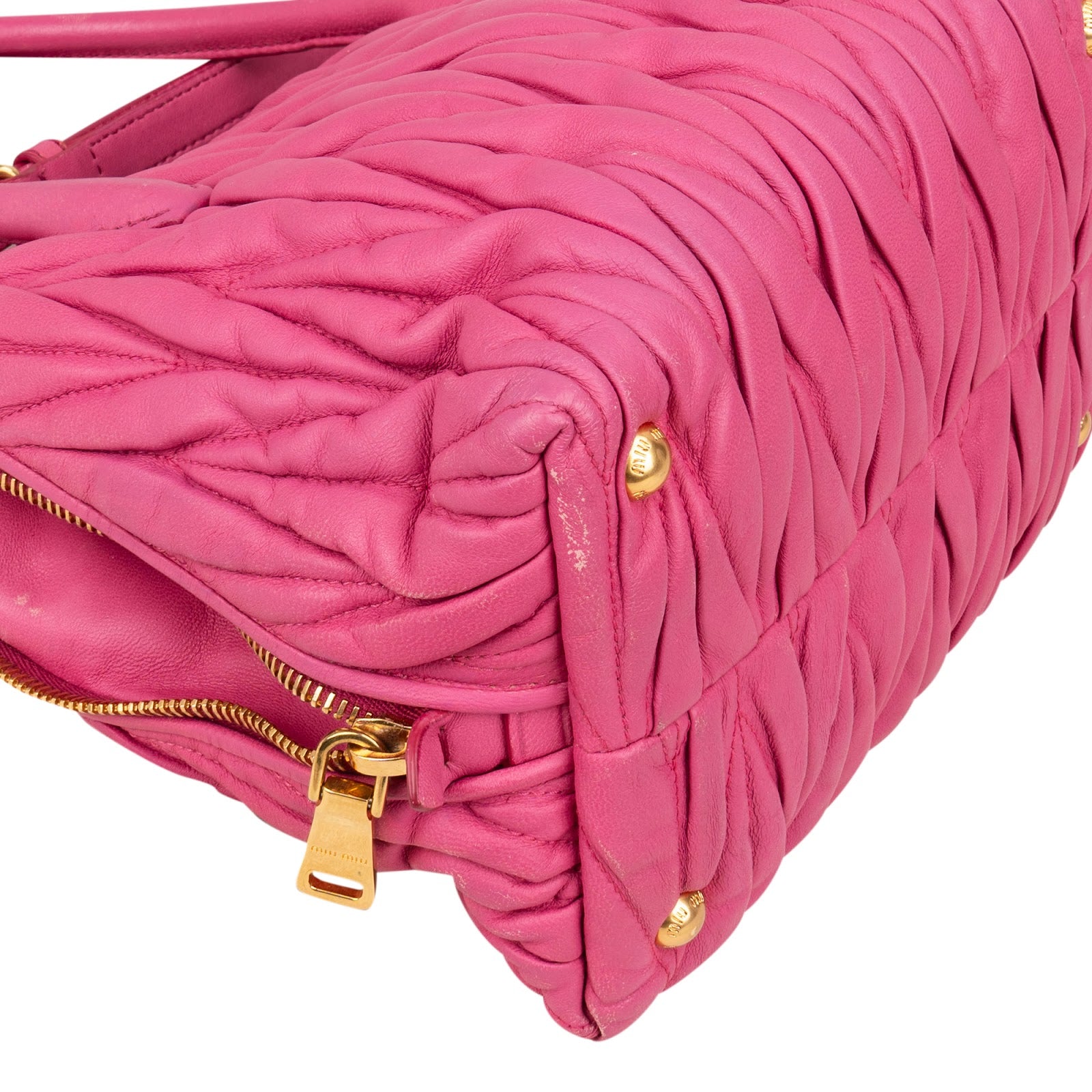 Miu Miu Pink Matelassé Nappa Leather Handbag - vintageandkickz