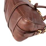 Prada Brown Calfskin Bowler Satchel Handbag