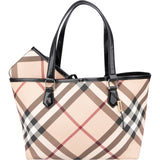 Burberry Haymarket Check Reversible Tote Shoulder Bag
