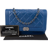 Chanel Quilted Lambskin Palladium Boy Wallet On Chain Crossbody Bag
